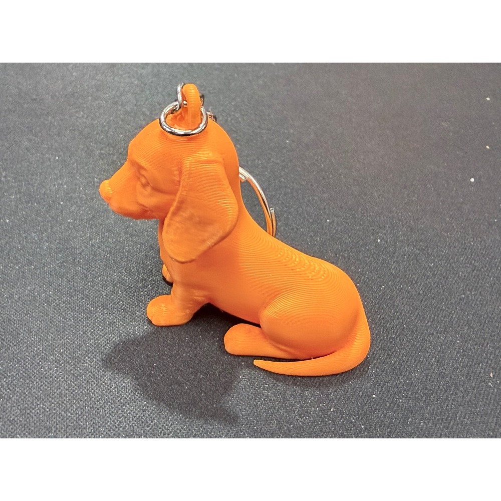 Orange Dachshund Wiener Dog Keychain 3D Printed Puppy Charm Accessory - Picture 2 of 4